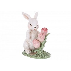 Фігурка інтер'єрна Кролик з тюльпанами 9x6x11 см BonaDi