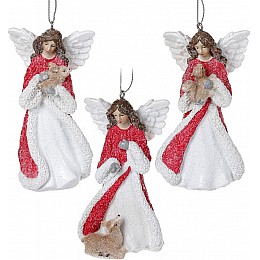 Набір 6 підвісних декоративних фігурок Дама ангел 10 см Bona DP113865