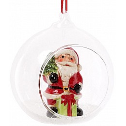 Набір 2 новорічні декоративні підвіски Santa в кулі 10х8.9х10.5 см Bona DP42814