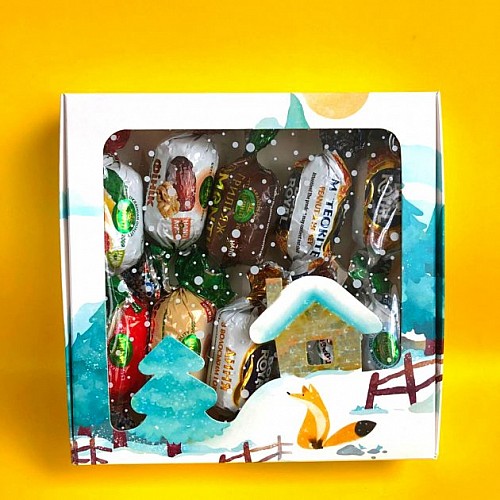 Новогодние конфеты шоколадные Ассорти 300 г в подарочной упаковке NOS Аманти