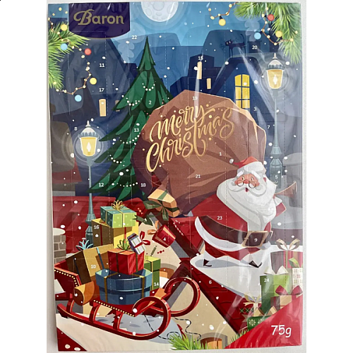 Різдвяний шоколадний адвент календар Baron Excellent в асортименті, 75 г