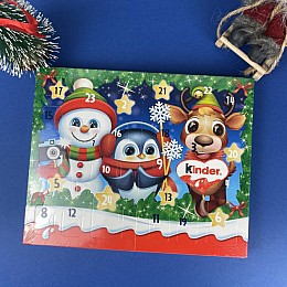  Новорічний адвент календар Kinder у вигляді книжки з пінгвіном, сніговиком та оленем 137 г