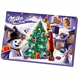 Шоколад Milka Адвент Календарь (Сніговик) с 24 фигурками разных персонажей 200 г