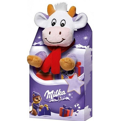 Новорічний Набір солодощів Milka з м'якою іграшкою Корівка, 96.5 г