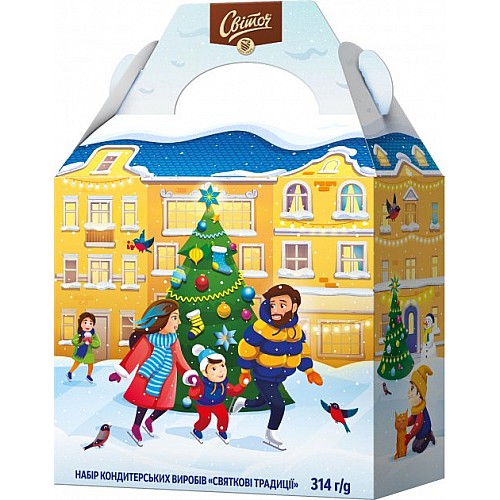 Новорічний подарунковий набір цукерок Світоч Святкові традиції 314 г