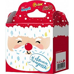  Новорічний подарунковий набір цукерок Nestle Lion Nesquik Aero Санта і ведмідь 339 г 