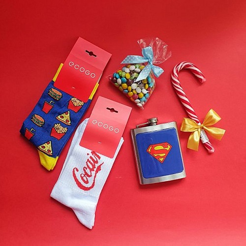 Новорічний подарунковий набір з флягою "Супермен"