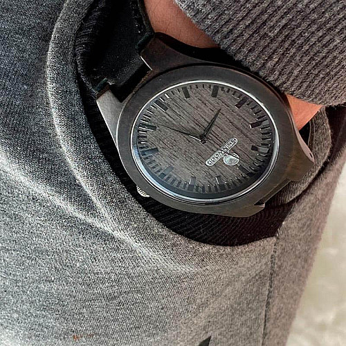 Дерев'яний наручний годинник Skinwood Black
