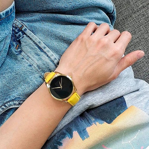Женские наручные часы ZIZ "Черный минимализм" (золото-желтый)