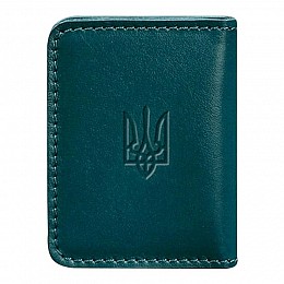 Шкіряна обкладинка для прав або id-паспорта 4.1 з гербом України (зелена)