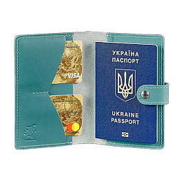 Обложка для паспорта из кожи 3.0 (бирюзовая)
