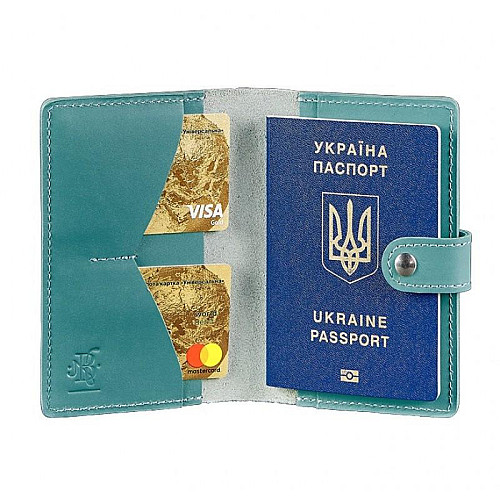 Обкладинка для паспорта зі шкіри 3.0 (бірюзова)