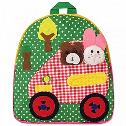 Детский рюкзак "Машина с животными" зеленый