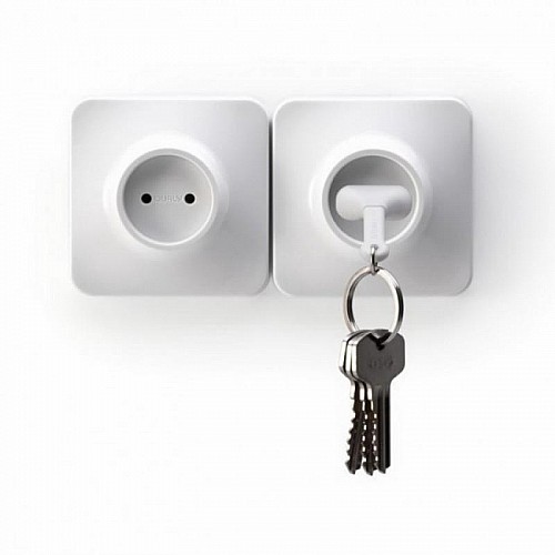 Ключница настенная и брелок для ключей Unplug Qualy (белый)