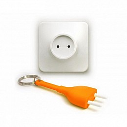 Ключниця настінна і брелок для ключів Unplug Qualy (білий-жовтогарячий)
