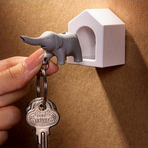 Ключниця настінна і брелок для ключів Elephant Qualy (білий-сірий)