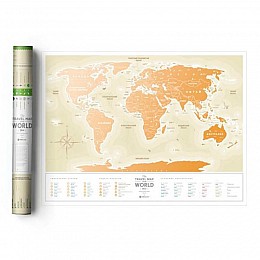 Скретч-карта мира Travel Map Gold (русский язык) в тубусе