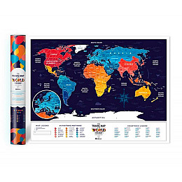 Скретч-карта мира Travel Map Holiday (английский язык) в тубусе
