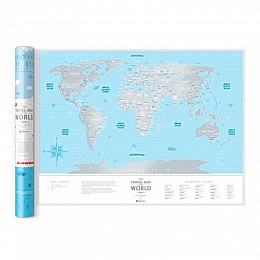 Скретч-карта світу Travel Map Silver World (англійська мова) в тубусі