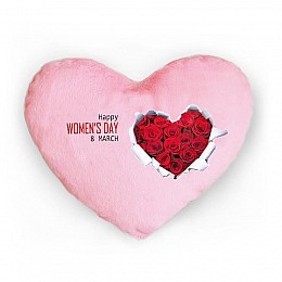 Светящаяся подушка сердце Women's day (розовая)
