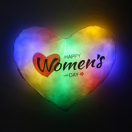 Led подушка серце Happy Women's day (біла)