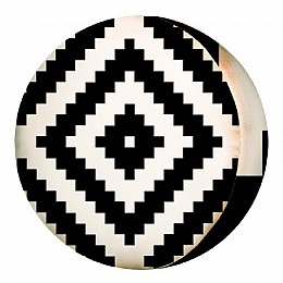 Подушка круглая "Чёрно-белый геометрический ромб"