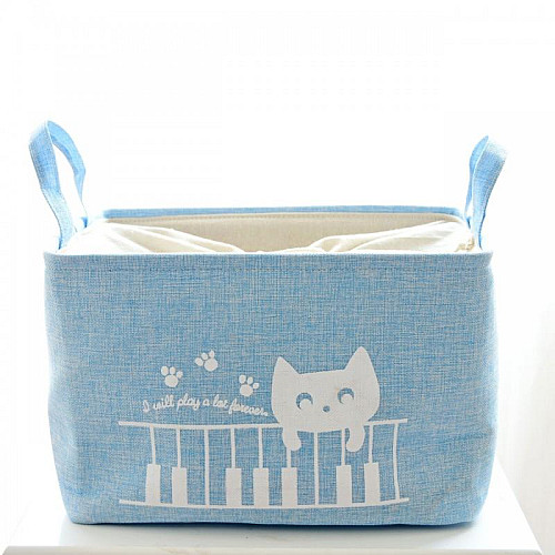 Кошик для іграшок, білизни на зав'язках Cat blue