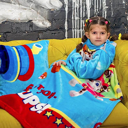 Плед з рукавами з мікрофібри дитячий Kids "Патруль" (блакитний)