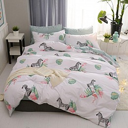 Комплект постельного белья Zebra and Flamingo (двуспальный-евро)