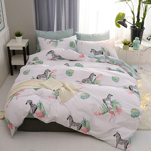 Комплект постільної білизни Zebra and Flamingo (двоспальний-євро)