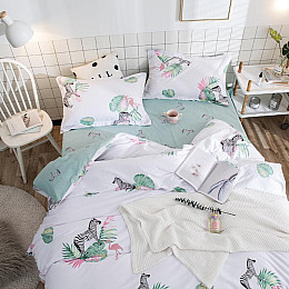Комплект постільної білизни Zebra and Flamingo (двоспальний-євро)