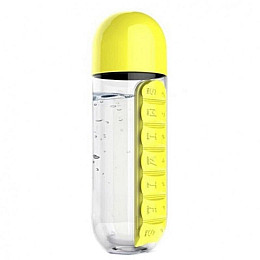 Бутылка для воды с таблетницей Pill Vitamin Water Bottle Yellow