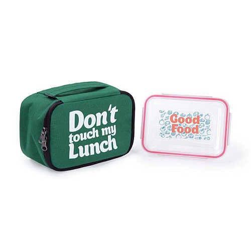 Термосумка "Ланч бэг Don't touch my lunch" mini (зеленая)