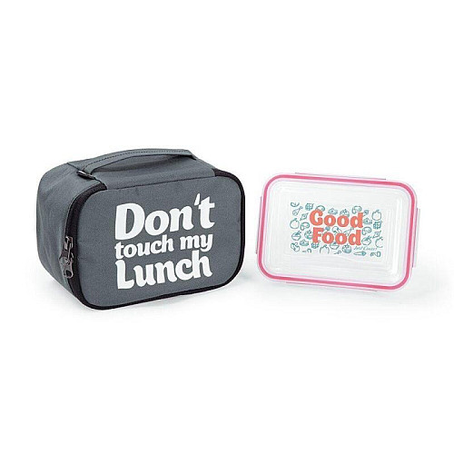 Термосумка "Ланч бэг Don't touch my lunch" mini (серая)