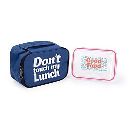 Термосумка "Ланч бэг Don't touch my lunch" mini (синяя)