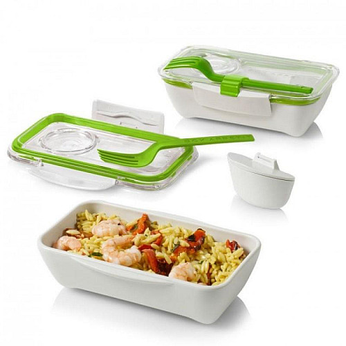 Ланч бокс прямоугольный Bento Box Black+Blum (белый-зеленый)