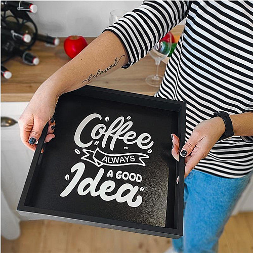 Деревянный поднос Coffee always a good idea