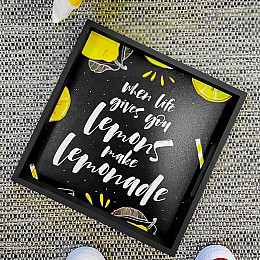 Деревянный поднос When life gives you lemons make lemonade
