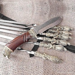 Набор шампуров "Птицы" с ножом (в кожаном колчане)