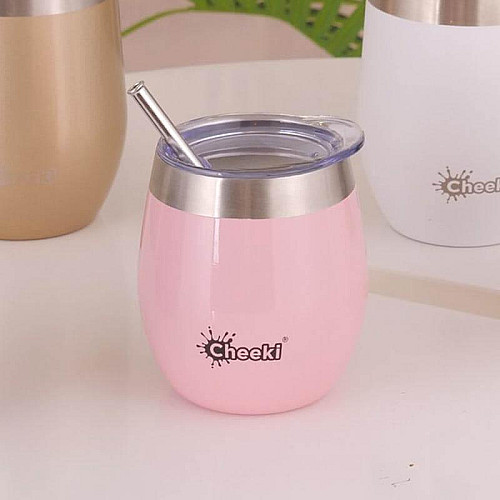 Термостакан со стальной трубочкой Cheeki Wine Tumbler Pink Champagne (220 мл)