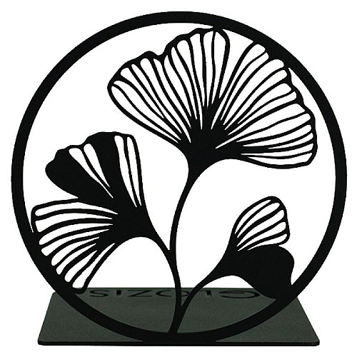 Металлический упор для книг Glozis Ginkgo Black (черный)
