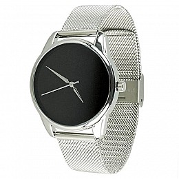 Жіночій металевий наручний годинник ZIZ "Мінімалізм чорний" (срібло)