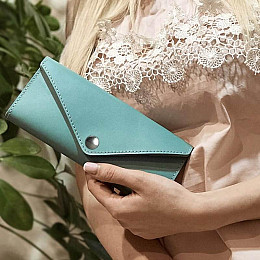 Гаманець жіночий з натуральної шкіри «Керрі» 1.0 (бірюзовий)