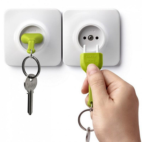 Ключниця настінна і брелок для ключів Unplug Qualy (білий-зелений)