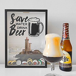 Скарбничка для кришок від пива Save water, drink beer (чорна)