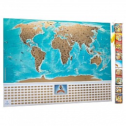 Скретч-карта мира с флагами My Map Flags Edition (английский язык) в тубусе