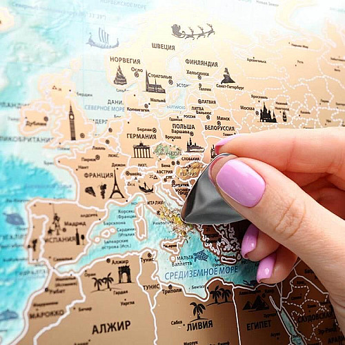 Скретч-карта світу з прапорами My Map Flags Edition (російська мова) в тубусі