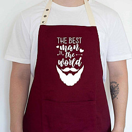 Мужской фартук The best man in the world (бордовый)