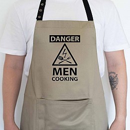 Чоловічий фартух Danger men cooking (бежевий)
