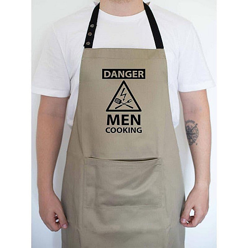 Чоловічий фартух Danger men cooking (бежевий)